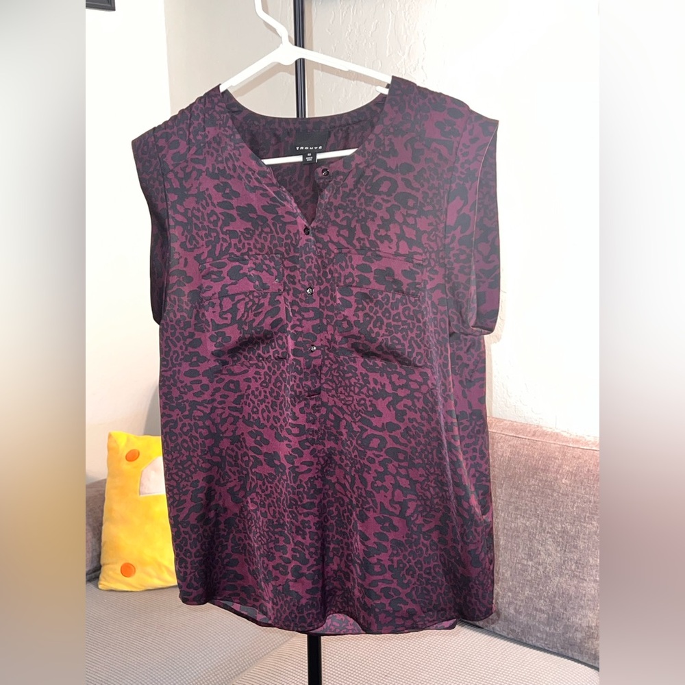 Trouve Purple Animal Print Blouse